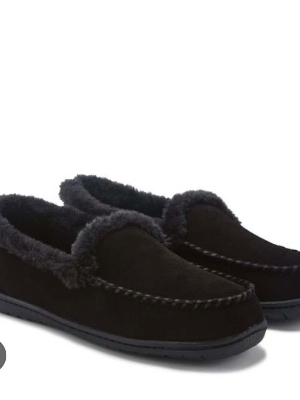 Minnetonka Men's Black Faux-Suede Shearling Mule Slippers